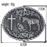 Cross and Horse Leather Belt Fashion Ｍetal Buckle Rodeo for Cowboy