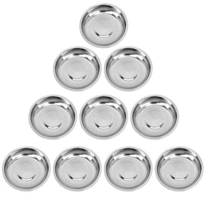 10 Pcs Butter Tray Metal Dip Bowls Cake Pan Set Flavor Dish Serving Tray round Appetizer Plates Dessert Stainless Steel Plate