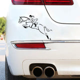 Horse Racing Polo Jumping Horseback Decorative Stickers Creative Cartoon Car Stickers Accessories Black/White,17Cm*12Cm