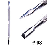 1Pcs Double-Ended Stainless Steel Cuticle Pusher Dead Skin Push Remover for Pedicure Manicure Nail Art Cleaner Care Tool LA1-9-1