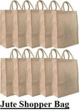 Jute Shopper Bag with Handles Reusable Tote Shopping Good Quality Pack of 10