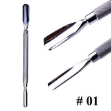 1Pcs Double-Ended Stainless Steel Cuticle Pusher Dead Skin Push Remover for Pedicure Manicure Nail Art Cleaner Care Tool LA1-9-1