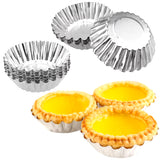 10Pcs Nonstick Ripple Aluminum Alloy Egg Tart Mold Flower Shape Reusable Cupcake and Muffin Baking Cup Tartlets Pans