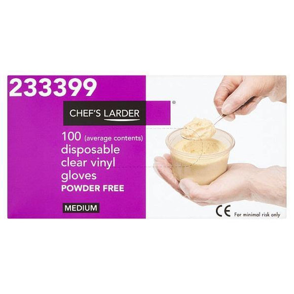 Disposable Clear Vinyl Gloves Medium Powder Free - 100unit - O Mercadin