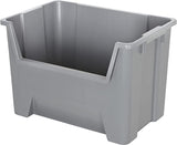 Giant Grey Plastic Stacking Bins Order Picking Boxes Open Front Garage & Industrial Storage Boxes Heavy Duty Home Shed Organiser (400h x 600w x 400d mm)