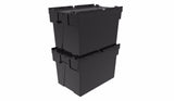 2 x Plastic Storage Boxes Containers Crates  with Lids 77 Litre BLACK 60 x 40cm