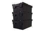 USED Plastic Storage Boxes Containers Crates Totes with Lids 44 Litre BLACK 60 x 40cm