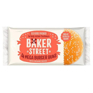 Baker Street 4 Mega Burger Buns with Sesame Seeds - O Mercadin